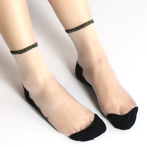 Wholesale Fashion Girl Socks Cute Crystal Silk Ankle Socks Women Transparent Socks