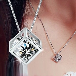Wholesale Fashion Necklace Cubes Zircon Solid Gold Jewelry 18k Gold Filled Jewelry