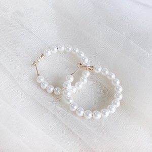 Wholesale Fashion New Arrived Handmade Custom Zinc Alloy Jewelry Vintage Korean Earring Pearl Hoop Earrings For Women