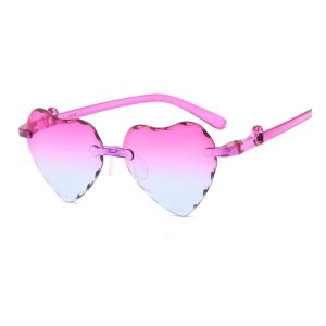 Wholesale Frameless Child Sunglasses Eyeglasses Shade Lenses Sun Glasses Heart Shape Cut Kids Sunglasses