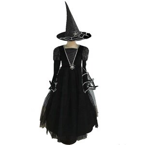 Wholesale Halloween Children Skirt Costumes Girl Black Mesh Dress Cosplay Daily Wear With Witch Hat