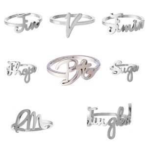 Wholesale Korean Kpop Stars Fashion BTS Titanium Steel Ring BT21 Name Logo Rings