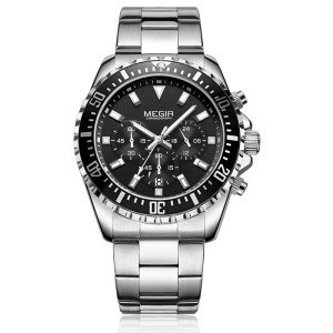 Wholesale MEGIR 2064 Quartz Watches Fashion Business Style Stainless Steel Automatic watch For Men