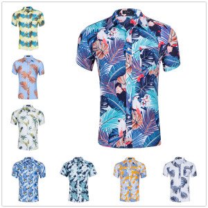 Wholesale price new design Short Sleeve Beach Shirts Eco-Friendly Cotton Men's Hawaiian shirt