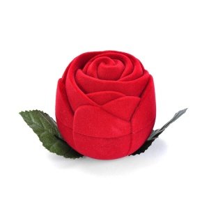 Wholesale Suede Flower Red Rose Jewelry Ring Velvet Box
