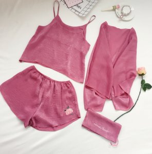 Wholesale summer silk  sling home wear velvet women's pajamas four sets of women's suits nightwear loungewear