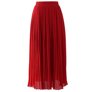 Wholesale women pleated chiffon skirts high quality crepe chiffon skirt