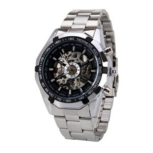 WINN 246 Winner promotional Full Stainless Steel Watch Men Skeleton Auto Mechanical custom LOGO Watch Self-Wind Male Dress Clock