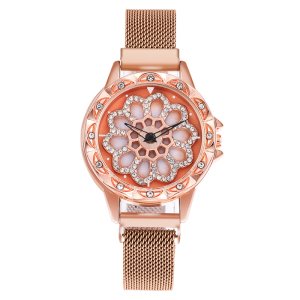 WJ-8052 2019 Hot Sale Lucky Flower Dial Lady Watch Women Quartz Luxury Wrist Watch Diamond Magnet Mesh Stainless Women Watches