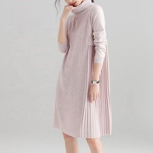 Women Dresses Winter Long Warm Pleated  Casual Clothes