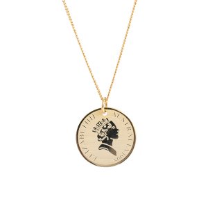Women vintage jewelry Silver 925 Gold/Rhodium plated queen portrait coin pendant necklace by Moyu