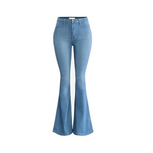 Womens Classic High Waist Tassel Flare Denim Jeans Bell Bottoms Pants