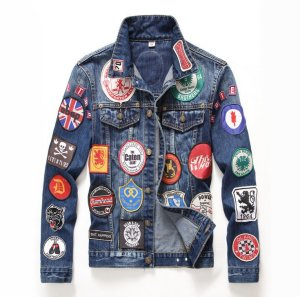 X86050B Wholesale button man denim jean jacket with patch