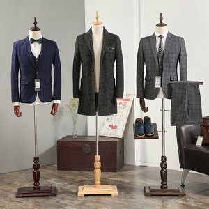 XINJI Props Half Body Male Mannequin Hanger Suit Formal Dress Display Rack Model Men's Fabric Mannequin With Wooden Arms