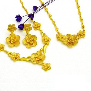xuping jewelry 24k gold plated flower wedding jewelry set for women