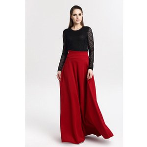 Yannisfahion High Waist Pleat Elegant Skirt Wine Red Black Solid Color Long Skirts Women Faldas 5XL Plus Size E7419