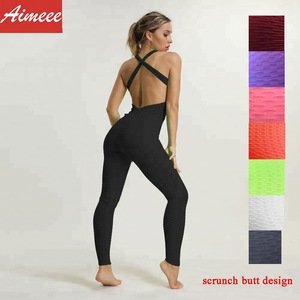 Yoga Clothes Scrunch Butt Leggings Solid Colo Yoga Jumpsuit For Women