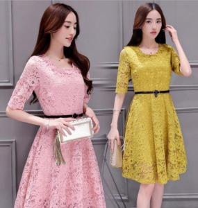 zm11232a korean style slim lady clothes 2019 spring long sleeve lace dresses for women