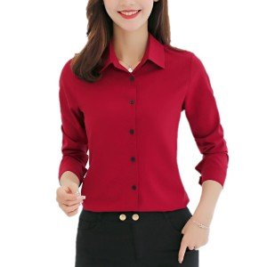 10 Color Ladies Office Clothes Blouse Shirts Casual Long Sleeve Tops Work Wear Elegant Slim Fit Women Blouse E173RX