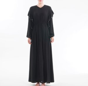 2019 new style 100% cotton islamic clothing moroccan kaftan beaded fabric muslim abaya