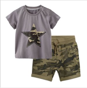 2019 Summer in stock kids boys clothing sets star T-shirts camo shorts 2pcs casual wear 2-7years baby children boys clothes sets