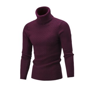 2019 Winter Men's Casual Slim Fit Turtleneck Pullover Sweaters with Twist Patterned