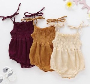 6Color kids linen cotton rompers Summer Newborn Infant Baby Girl Solid Romper Jumpsuit Outfit Clothes Baby Clothing