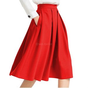 Apparel manufacturer women's clothing high waist pleated midi flared skirt with pocket