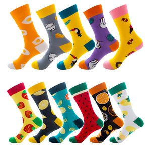 Autumn Winter New Art and Famous Cartoon Series Print Stylish Color Uxisex Crew Tube Male Socks Personality Funny Happy Socks