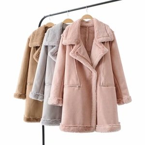 Autumn Winter Warm Korean japan Style faux suede fur coats outerwear Women long coat