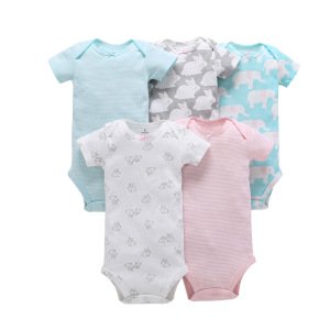 Baby Girl Clothes 5 Pack Floral Embroidered Short Sleeve Bodysuit For 0mths-2yrs Baby Cotton Rompers