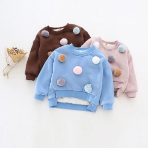 Children's clothing 2019 new winter girl lovely hair ball cotton thick plus cashmere sweater, sweater for kids