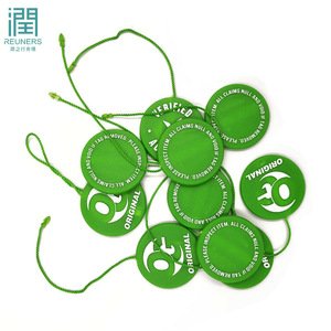 Custom brand colorful lock seal hang tag plastic string tag for garment