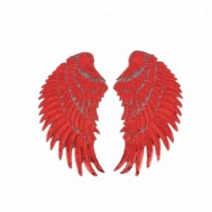 custom iron on applique 3d embroidery sequin angel wings patch