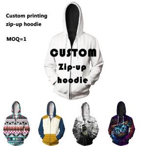 Dropship OEM 3D Printed tie dye sublimation oversize women men full face custom logo zipper zip up hoodies wholesale for unisex