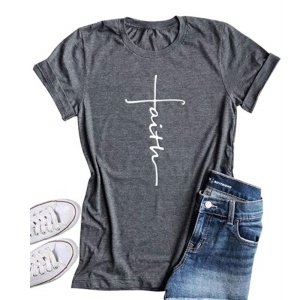 Faith O-Neck Short Sleeve T-Shirt Women Funny Graphic tshirt Casual tees tops