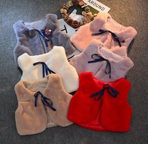 Girl Knit Outerwear Baby Winter Clothes Faux fox Fur Vests Girls Kids Waistcoats Vest