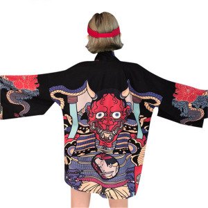 Harajuku Demon Print Kimono Summer Women Cardigan Female Blouse Shirt Loose Japan Style Outerwear for Wholesale and Dropship