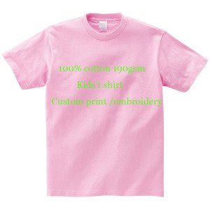 High quality  silk screen print embroidery girls boys 100% cotton kids plain custom tshirt