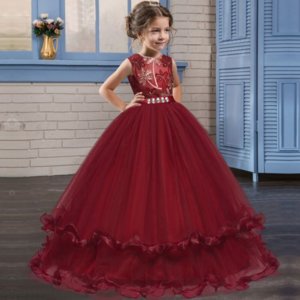 Kids Bridesmaid Girls Dress For Wedding And Party Dresses Evening Christmas Girl long Costume Princess Children Y11065