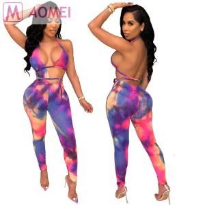 L5005 wholesale cheep print open back sexy bodycon jumpsuit for woman club wear