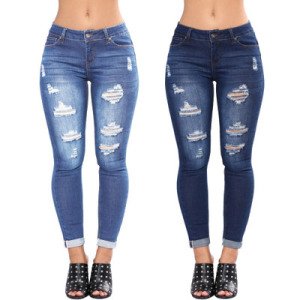 Latest design womens elastic denim jeans pants for girl