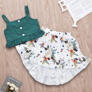 Lifu Children Clothes Girls Clothing Set Sling Top Printed Skirt Set 2 Piece Baby Girl Clothes