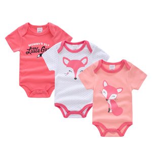 Lovely Newborn Baby Clothes Girl 100% Cotton Short Sleeves Baby Rompers Summer