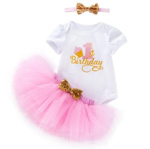 LSF09 Baby Girl Romper Tutu Romper Dress Jumpsuit+headband +Tutu Dres 3pcs Sets Party Birthday  New arrive