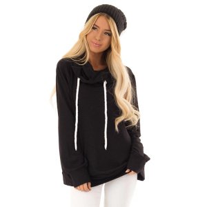 New Arrival High Quality Long Sleeve Rope Drawstring Hoodies For Women