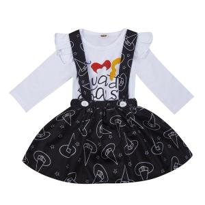 New kids suspender skirt with white T shirt set autumn boutique girls Halloween overalls clothing sets for girls