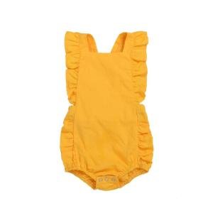 Newborn Baby Girl Ruffled Solid Color Sleeveless Backless Romper Jumpsuit Outfit Sunsuit Baby Girls Toddler Jumpsuit