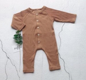 Newborn Infant long Sleeve Romper Button Jumpsuit toddler Clothes Rib Baby Girl Winter Boutique Cotton Outfits