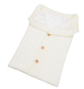Newborn Infant Toddler Thick Warm Fleece Knitted Crochet Hooded Swaddle Wrap Sleep Sack Sleeping bag
